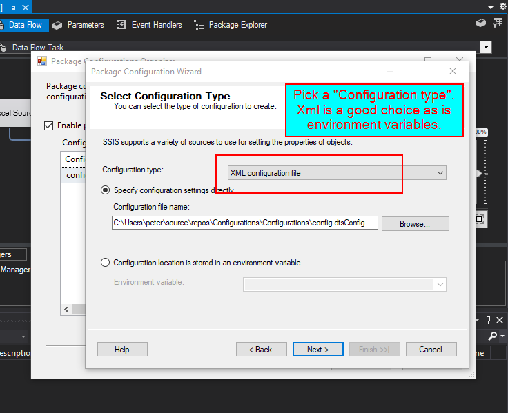 Package configuration type